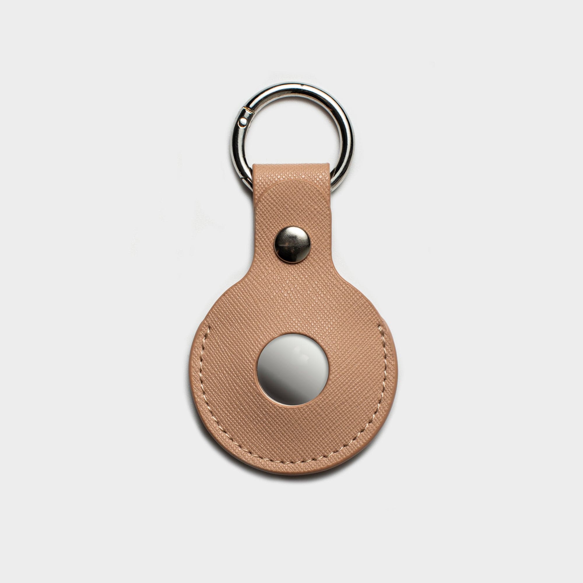 Nude Saffiano Leather Personalized Airtag Keyring